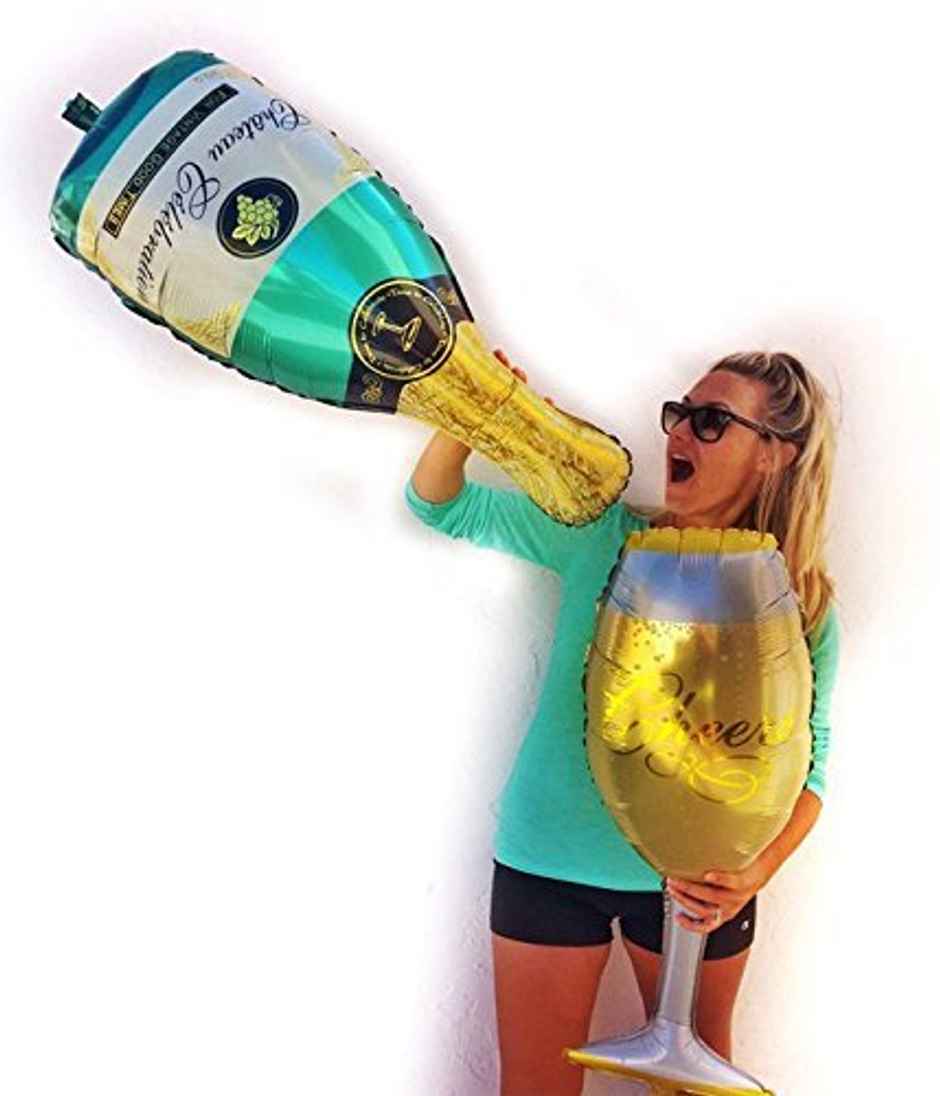 Champagne Glass and Bottle Foil Balloons For Party Decoration | Party Propz